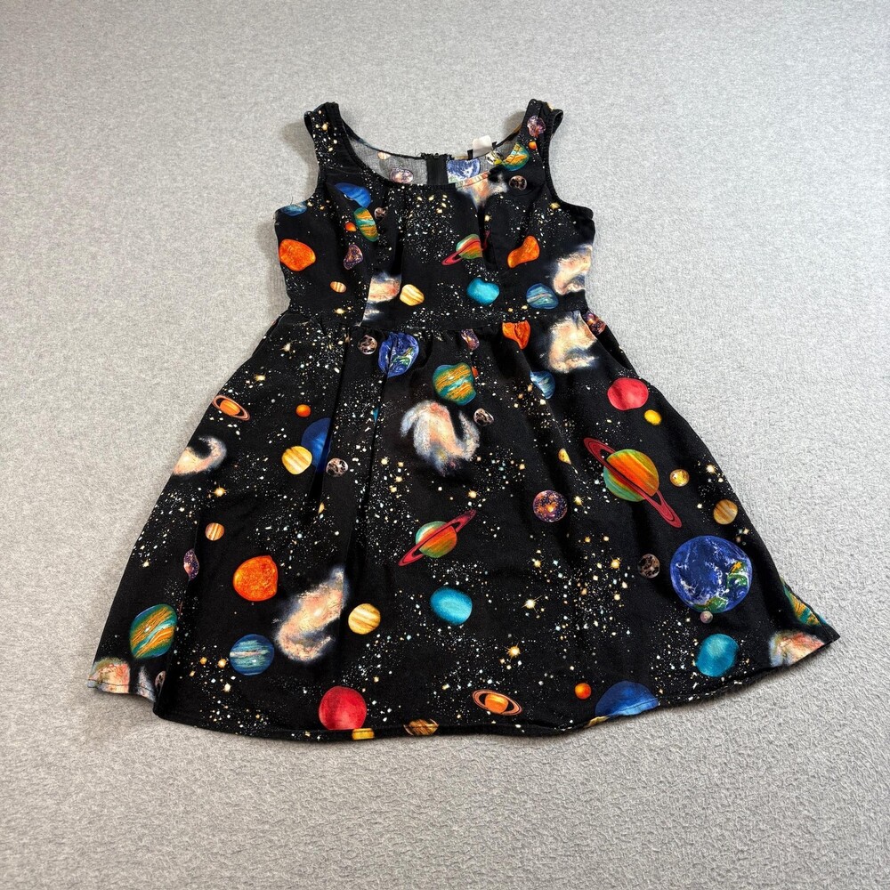 Retrolicious Dress Womens Small Black Space Planets Sleeveless Outerspace Stars